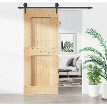 Interiérové dveře Posuvné dveře s kováním 85 x 210 cm masivní borové dřevo IM_3203205