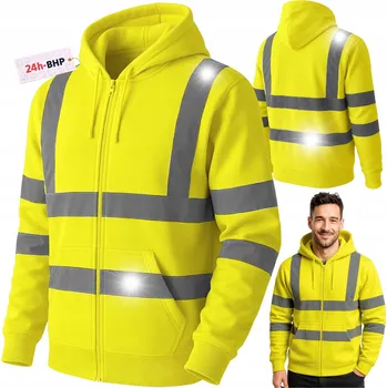 Pánská mikina Mikina PRACOVNÍ FLEECOVÁ REFLEXNÍ VÝSTRAŽNÁ BOZP TEPLÁ OCHRANNÁ žlutá