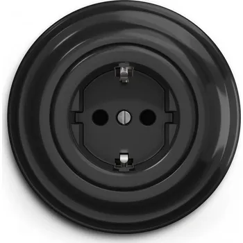 Elektrická zásuvka Kliklap - Retro zásuvka domovní s rámečkem SCHUKO 230V/16A černá