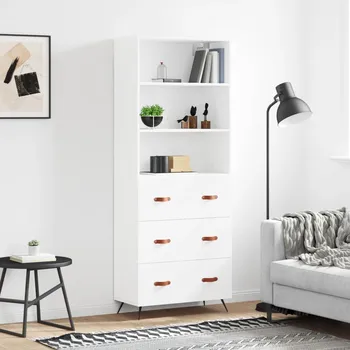 Příborník do zásuvky Skříň highboard bílá 69,5 x 34 x 180 cm kompozitní dřevo IM_3189349
