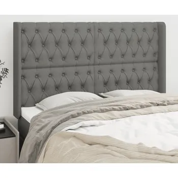 Čelo postele typu ušák tmavě šedé 147x16x118/128 cm textil IM_3120013