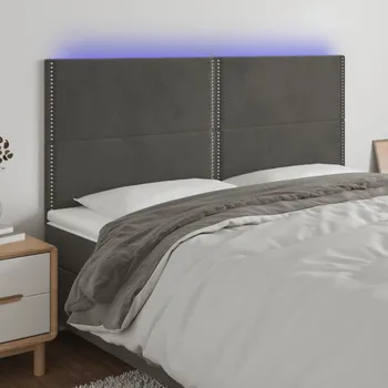Čelo postele s LED tmavě šedé 160x5x118/128 cm samet IM_3122339