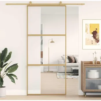 Interiérové dveře Posuvné dveře zlaté 90 x 205 cm čiré ESG sklo a hliník IM_155149