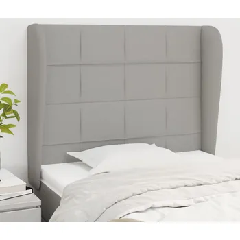 Čelo postele typu ušák světle šedé 83 x 23 x 118/128 cm textil IM_3117930