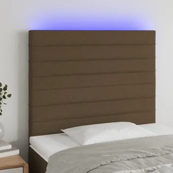 Čelo postele s LED tmavě hnědé 80x5x118/128 cm textil IM_3122541