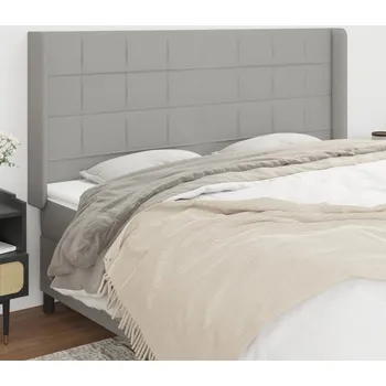 Čelo postele typu ušák světle šedé 183x16x118/128 cm textil IM_3119594