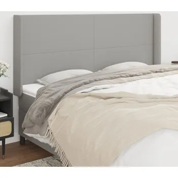 Čelo postele typu ušák světle šedé 203x16x118/128 cm textil IM_3119322