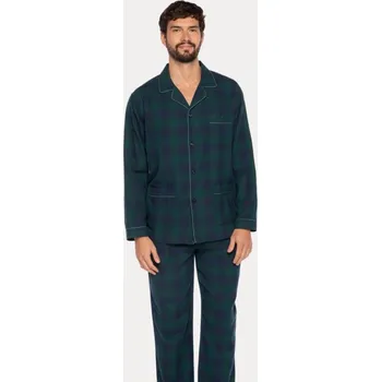 Pánské pyžamo GUASCH Pánské pyžamo FRANCISCO, Zelená, V dárkovém boxu, Bavlna 100%, Dlouhý rukáv - vel. L
