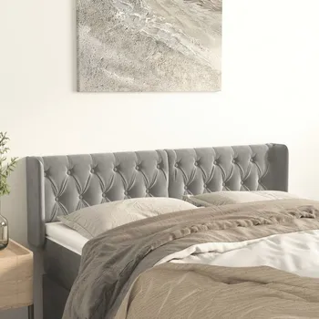 Čelo postele typu ušák světle šedé 163x16x78/88 cm samet IM_3119158