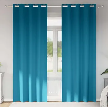 Závěs Závěsy na zatemnění s kroužky 2 pcs Tyrkysová 260 x 140 cm IM_4107422