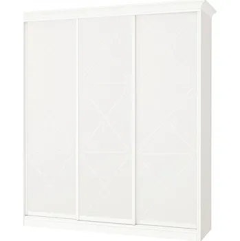 Šatní skříň Skříň Rim-Veneziano 3D 2,2 m bílá s římsou, fasádami DTD (s dekorem)