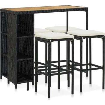 Zahradní sestava 5dílný zahradní barový set s poduškami polyratan černý IM_3064916