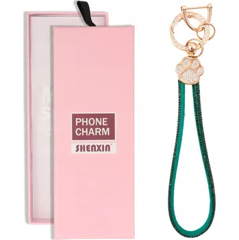 PŘÍVĚSEK Přívěsek na telefon Popruh na klíče Zelené Zirkony Kočičí tlapka