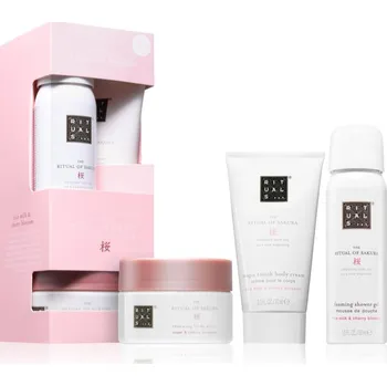 Kosmetická sada Rituals The Ritual Of Sakura sprchový gel 50 ml + čisticí peeling 125 g + jemný tělový krém 70 ml