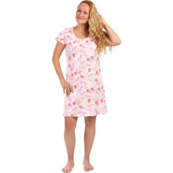 Dámské noční prádlo Lamido Dámská noční košile Dana růžové tulipány 4XL (CZ66 / EU62 (4XL)) - doprava od 59 Kč
