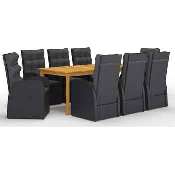 Zahradní sestava 9dílný zahradní jídelní set černý IM_3067905