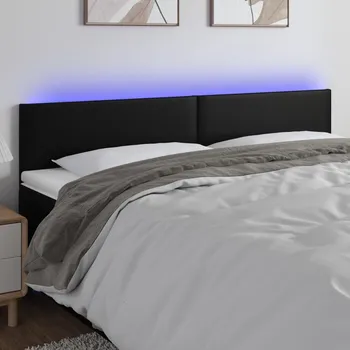 Čelo postele s LED černé 160x5x78/88 cm umělá kůže IM_3121428