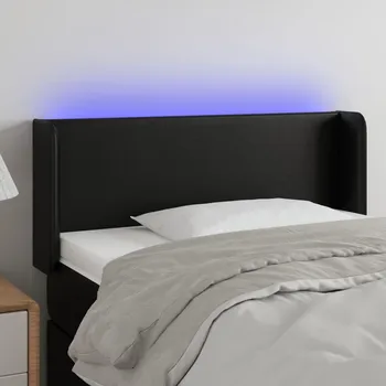 Čelo postele s LED černé 103 x 16 x 78/88 cm umělá kůže IM_3123040