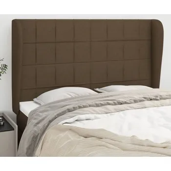 Čelo postele typu ušák tmavě hnědé 147x23x118/128 cm textil IM_3117957
