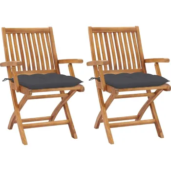 Zahradní židle 2 ks antracitové podušky masivní teakové dřevo IM_3062421
