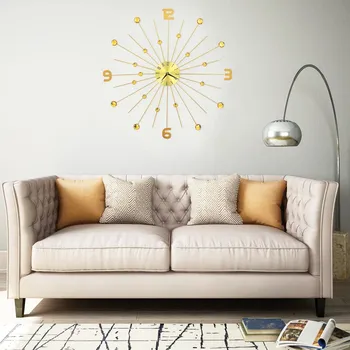 Hodiny Nástěnné hodiny kovové 70 cm zlaté IM_283857