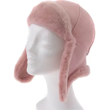 Čepice Splus Dětská kožešinová ušanka z ovčiny DU13 růžová Velikost: 51 - 53 cm