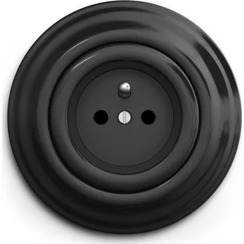 Elektrická zásuvka Kliklap - Retro zásuvka domovní s rámečkem 230V černá