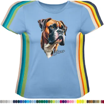 Dámské tričko damske-levne-bavlnene-tricko-digitalni-potisk-pes-boxer Barva: Sky blue - nebesky modrá, velikost: M