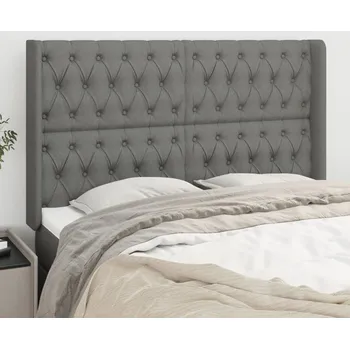Čelo postele typu ušák tmavě šedé 163x16x118/128 cm textil IM_3119923