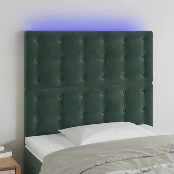Čelo postele s LED tmavě zelená 80x5x118/128 cm samet IM_3122891
