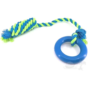Hračka pro psa UNIQ PETS Gumové ringo na laně s vanilkovou vůní (45 cm, modré)