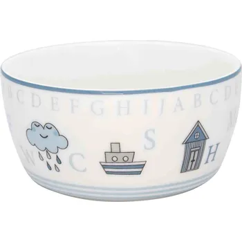 GreenGate Dětská porcelánová miska Charlie Blue
