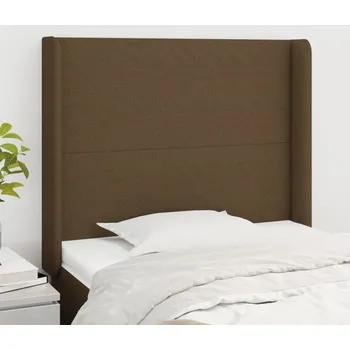 Čelo postele typu ušák tmavě hnědé 103x16x118/128 cm textil IM_3119293