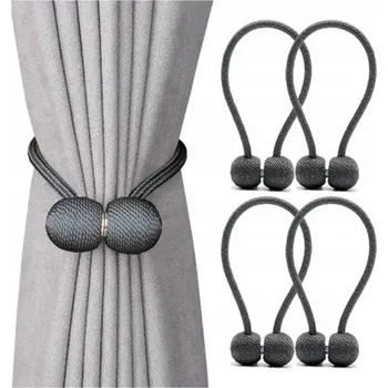 SPONKA MAGNET SPONA ZAPÍNÁNÍ NA ZÁCLONY DEKORATIVNÍ PROVÁZEK ŠEDÁ