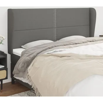 Čelo postele typu ušák tmavě šedé 183x23x118/128 cm textil IM_3117831