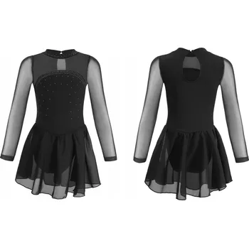 Body ČERNÉ BALETNÍ BODY se TYLOVOU SUKÝNKOU, OBLEČENÍ NA TANEC BALETU, VELIKOST 130