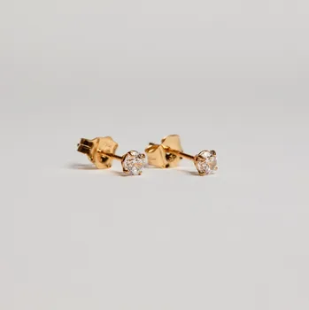 Náušnice 14K Gold Solitaire Stud náušnice