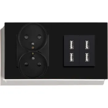 Elektrická zásuvka DVOJITÁ SKLENĚNÁ ZÁSUVKA 4x USB 2.4A