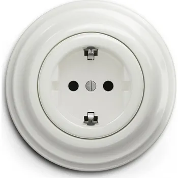 Elektrická zásuvka Kliklap - Retro zásuvka domovní s rámečkem SCHUKO 230V/16A bílá