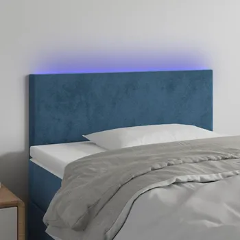 Čelo postele s LED tmavě modré 100x5x78/88 cm samet IM_3121378