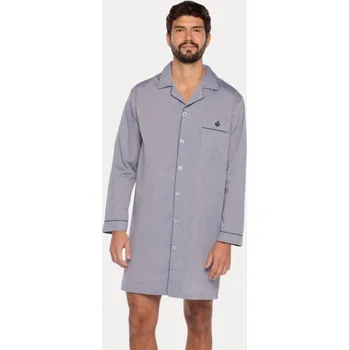 Pánské pyžamo GUASCH Pánská noční košile BENJAMIN, Světle modrá, V dárkovém boxu, Bavlna 100%, Dlouhý rukáv - vel. XXL