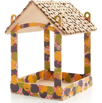 Krmítko pro ptáka Krmítko/budka pro ptáky - skládačka dřevěná k sestavení a dozdobení