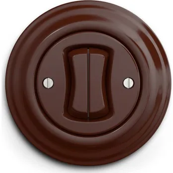 vypínač Kliklap - Retro dvojitý schodišťový vypínač s rámečkem č. 6+6 hnědá