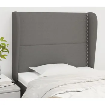 Čelo postele typu ušák tmavě šedé 103x23x118/128 cm textil IM_3117807