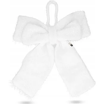 Vánoční dekorace Mašlička na vánoční stromeček dveře dárek bílá, vánoční přívěsky 40x33 cm