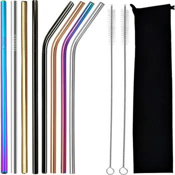 VERK GROUP Vysoce kvalitní kovová brčka s kartáčkem pro účinné čištění