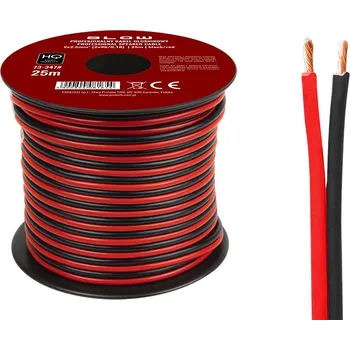 Audio kabel BLOW Kabel na reproduktory 2x2,50 mm černý/červený 25 m