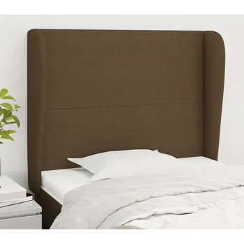 Čelo postele typu ušák tmavě hnědé 93x23x118/128 cm textil IM_3117661