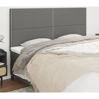 Čelo postele tmavě šedé 200 x 5 x 118/128 cm látkové IM_3116215