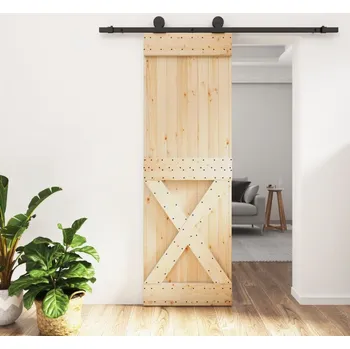 Interiérové dveře Posuvné dveře s kováním 70 x 210 cm masivní borové dřevo IM_3203054